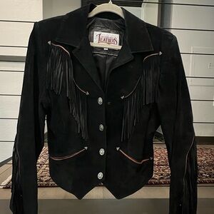 Diamond Supply Co. Black Leather Jacket with Fringe